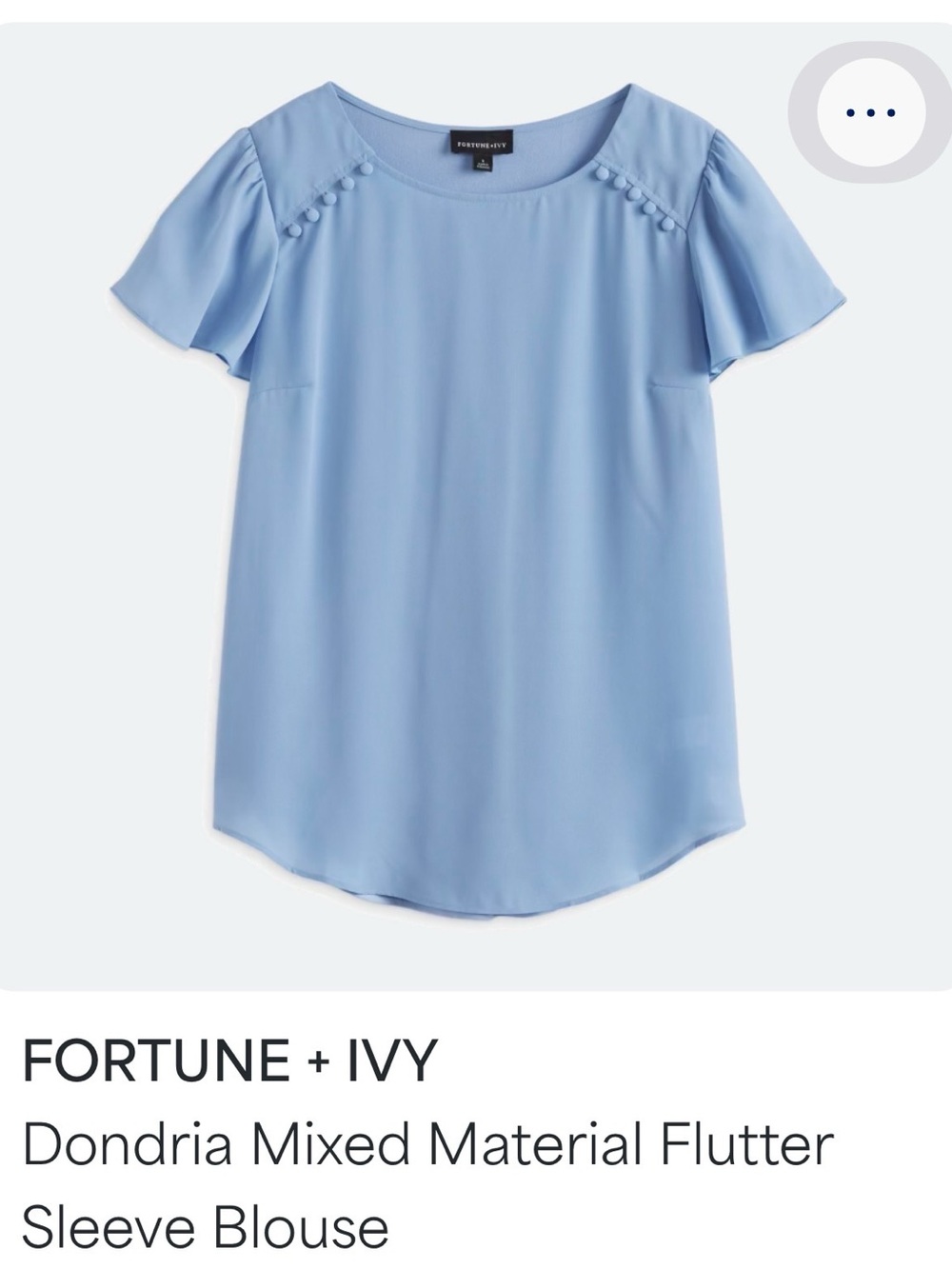 Fortune + Ivy Sky Blue Flutter Sleeve Blouse